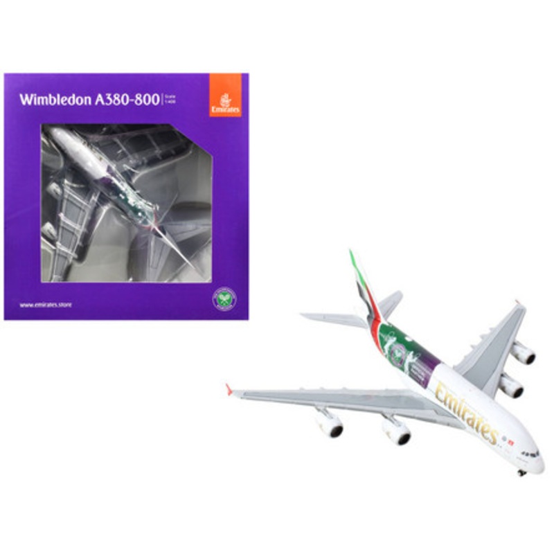 Airbus A380-800 Commercial Aircraft "Emirates Airlines - The Championships Wimbledon 2024" (A6-EOE) White with Graphics 1/400 Diecast Model Airplane by GeminiJets