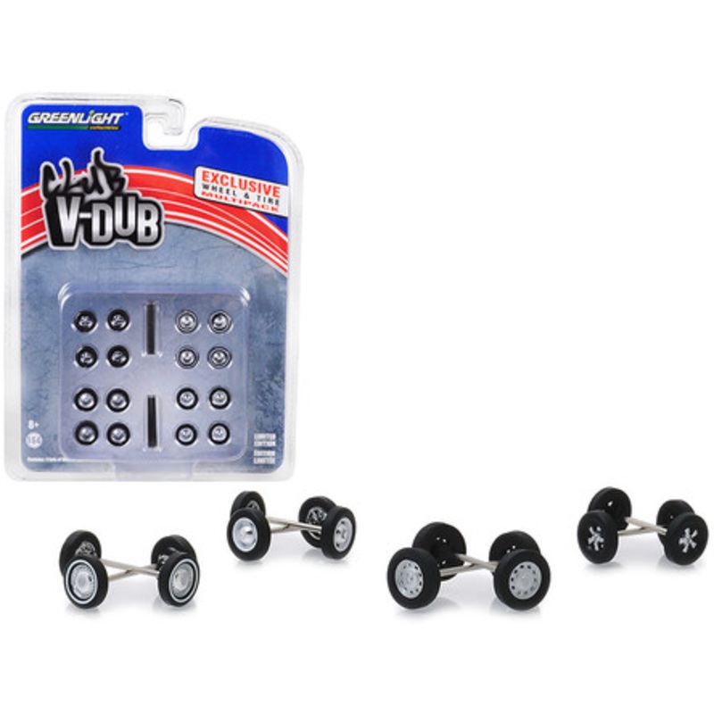 "Volkswagen" Wheel and Tire Multipack "Club Vee-Dub" Set of 24 pieces 1/64 by Greenlight