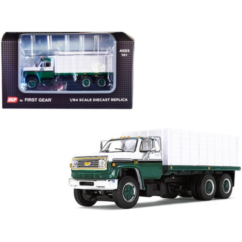 1970s Chevrolet C65 Grain Truck Green and White 1/64 Diecast Model by DCP/First Gear