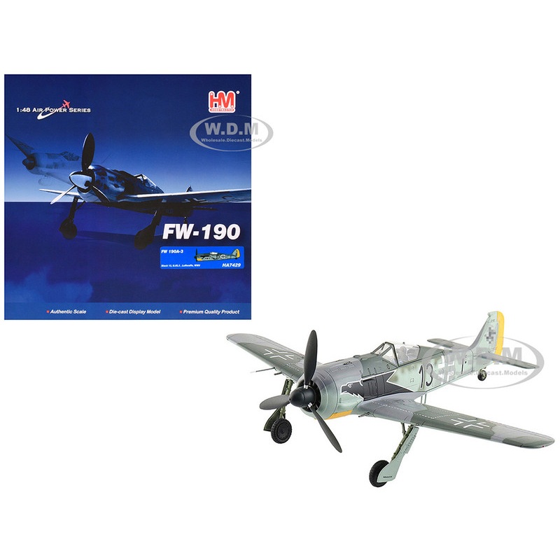 Focke-Wulf Fw 190A-3 Fighter Aircraft "8. Staffel, Jagdgeschwader 2 (8/JG.2), World War II" German Luftwaffe "Air Power Series" 1/48 Diecast Model by Hobby Master