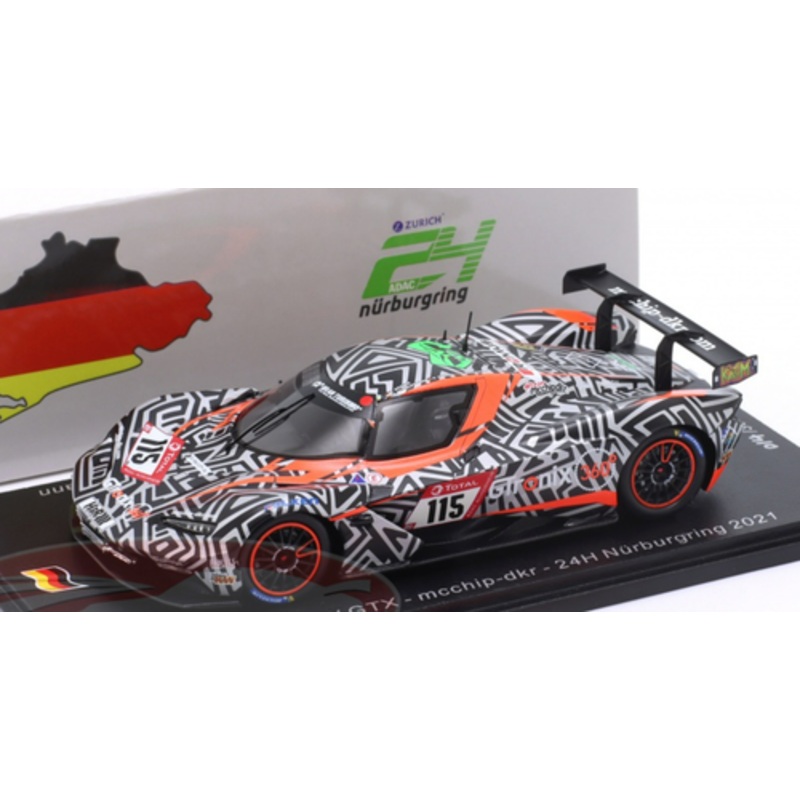1/43 Spark 2021 KTM X-Bow GTX #115 24h Nrburgring mcchip-dkr GmbH & Co. KG Dieter Schmidtmann, Heiko Hammel, Christoph Breuer, Tim Heinemann Car Model