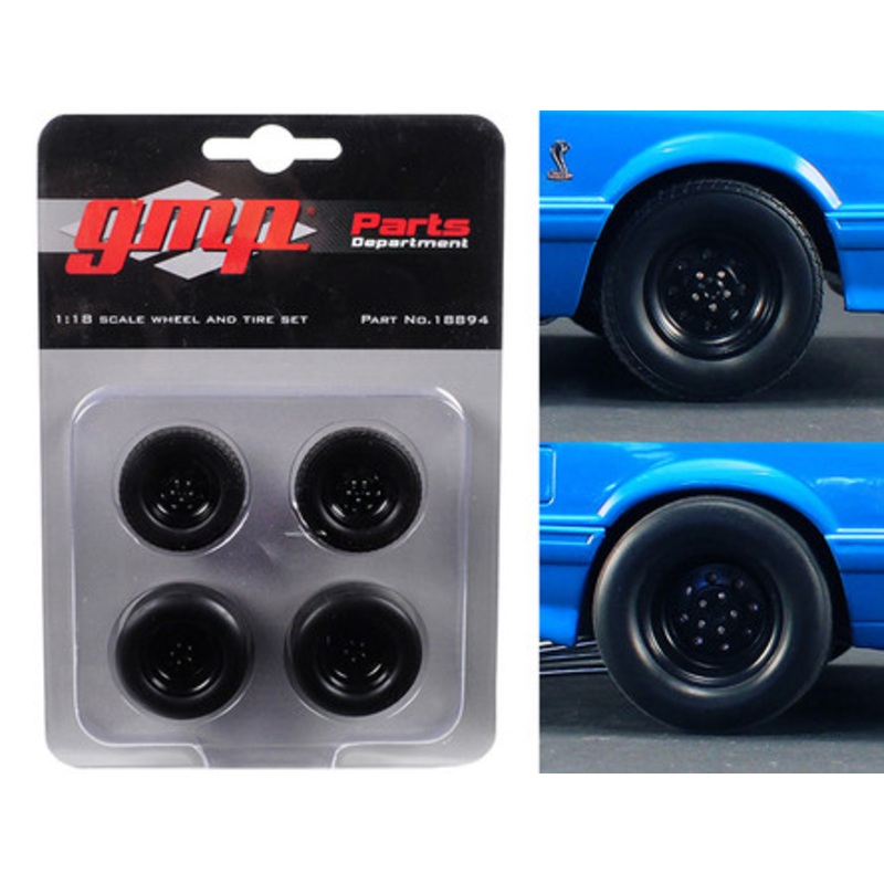 Wheels and Tires Set of 4 from 1993 Ford Mustang Cobra 1320 Drag Kings "King Snake" 1/18 by GMP