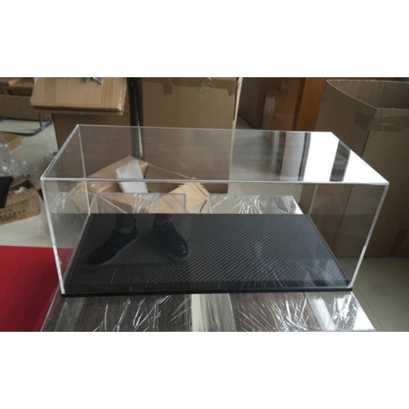 1/18 Extra Large Extended Acrylic Display Case with Carbon Fiber Pattern Leather Base (car model not included)