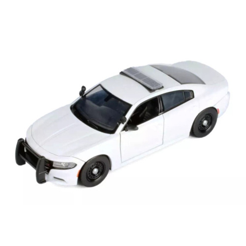 1/24 Motormax 2023 Dodge Charger Pursuit Police Car Plain White "Law Enforcement and Public Service" Series Diecast Car Model