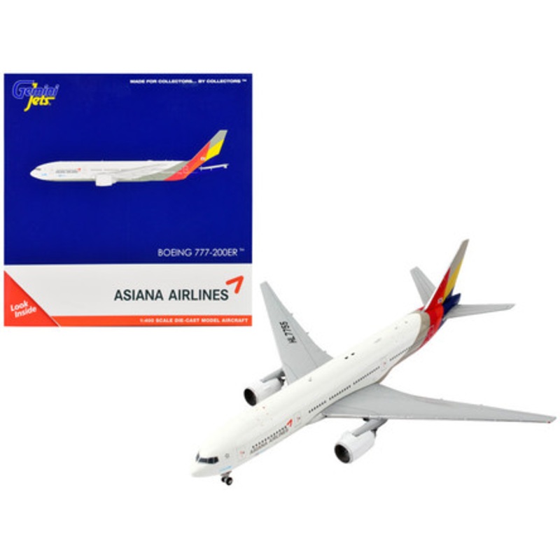 Boeing 777-200ER Commercial Aircraft "Asiana Airlines" White with Tail Graphics 1/400 Diecast Model Airplane by GeminiJets