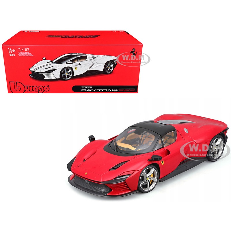 Ferrari Daytona SP3 Red with Black Top "Signature Series" 1/18 Diecast Model Car by Bburago