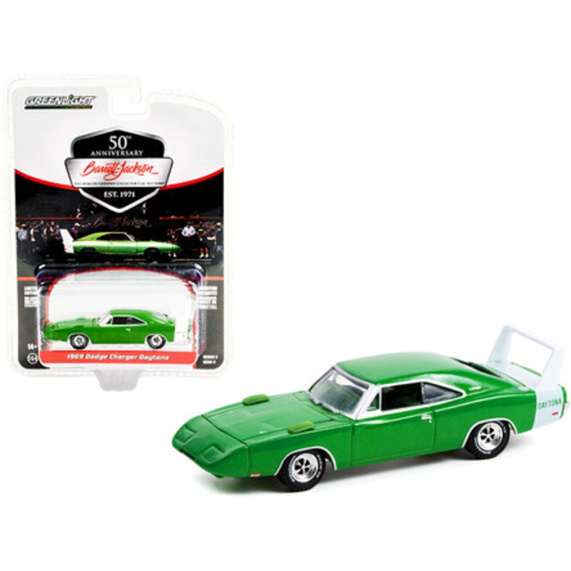 1969 Dodge Charger Daytona Spring Green Metallic with Green Interior and White Tail Stripe (Lot #1399) Barrett Jackson "Scottsdale Edition" Series 8 1/64 Diecast Model Car by Greenlight