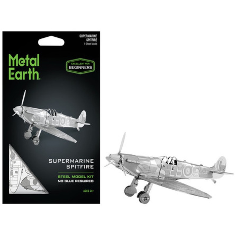 Model Kit Supermarine Spitfire Fighter Aircraft "Royal Air Force" (Easy Difficulty) Steel Model by Metal Earth