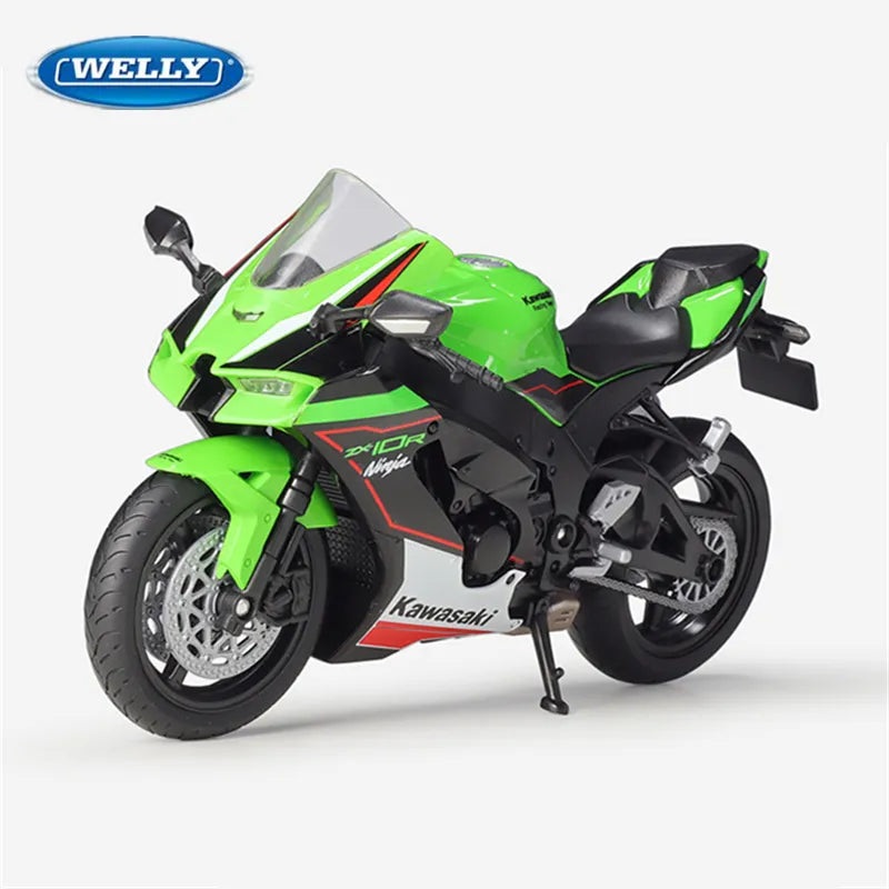 WELLY 1:12 Kawasaki Ninja ZX-10R Motorcycle Model Green foam box