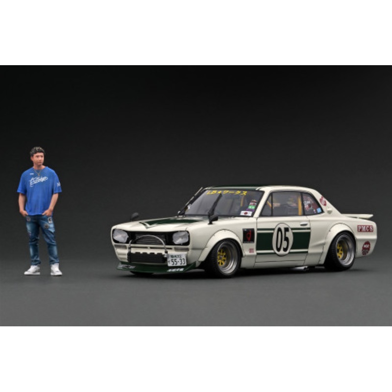 1/18 Ignition Model IG Nissan Skyline LB-WORKS Charasuka Resin Car Model With Mr. Hyuma Kato Figure