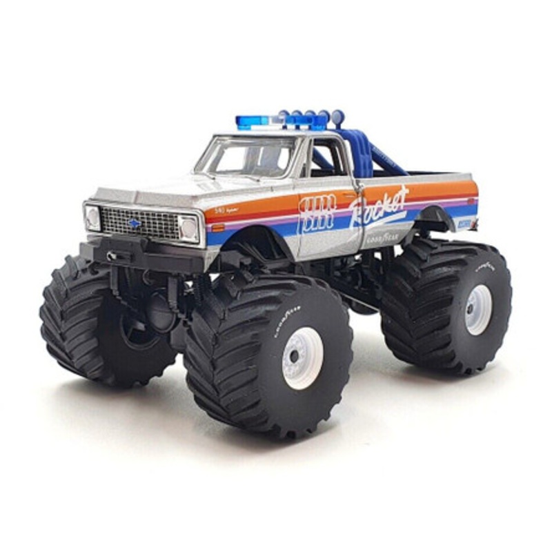 1/43 Greenlight 1972 Chevrolet K-10 Monster Truck Rocket 66 Inch Tires Car Model