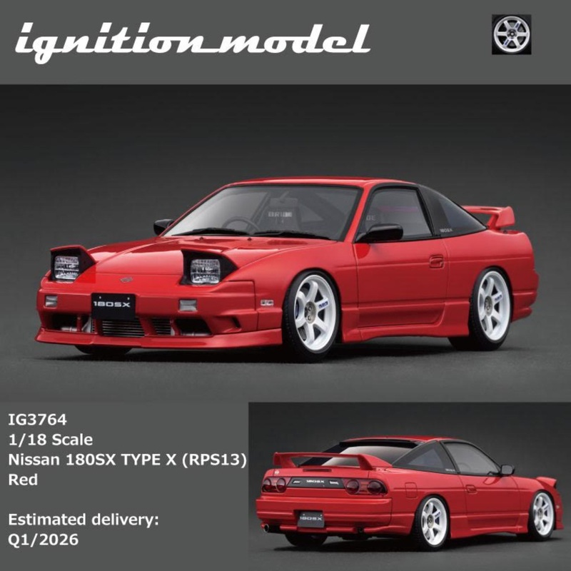 [Preorder] Ignition Model 1:18 Nissan 180SX TYPE X (RPS13) Red IG3764