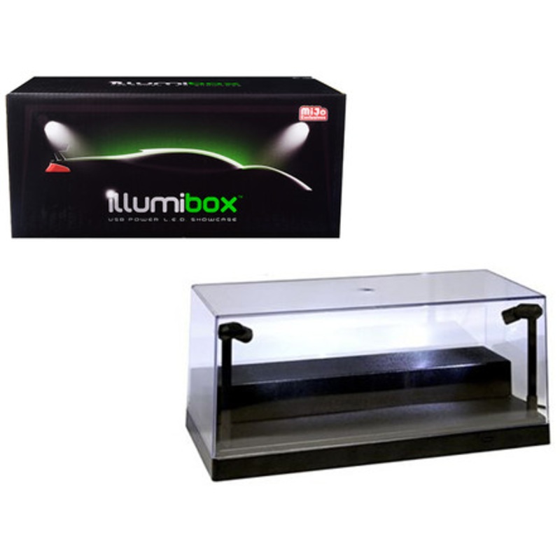 USB Powered Plastic Collectible Display Show Case Black 1/24 Scale with Riser Option to Display 1/64 Scale Diecast Models with L.E.D. Lights by Illumibox