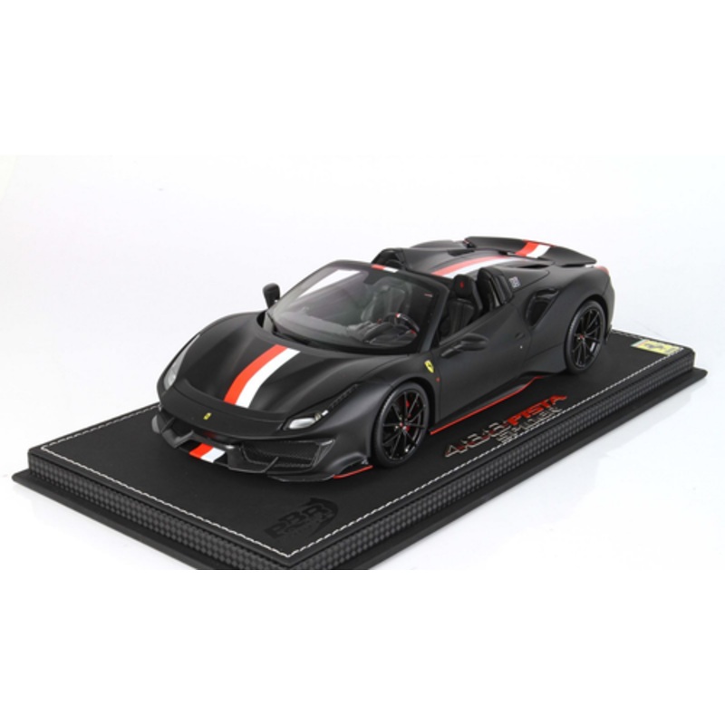 1/18 BBR Ferrari 488 Pista Spider Charles Leclerc (Matte Black with White & Red Stripe) Resin Car Model Limited 266 Pieces