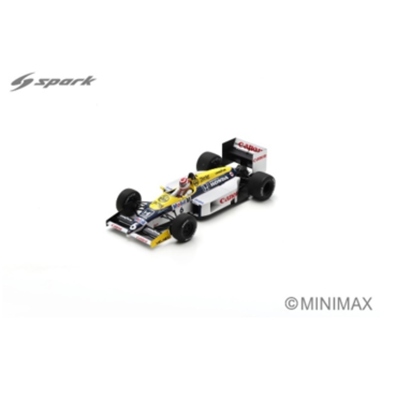1/18 Spark Williams FW11 No.6 Winner Brazil GP 1986 Nelson Piquet Car Model