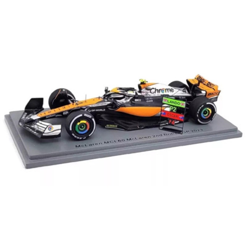 1/43 Spark 2023 Formula 1 McLaren MCL60 No.4 McLaren 2nd British GP Lando Norris Car Model with Pit Board
