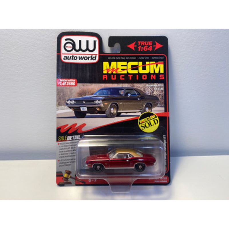 CHASE CAR 1/64 Auto World 1971 Dodge Challenger R/T Dark (Red) Diecast Car Model