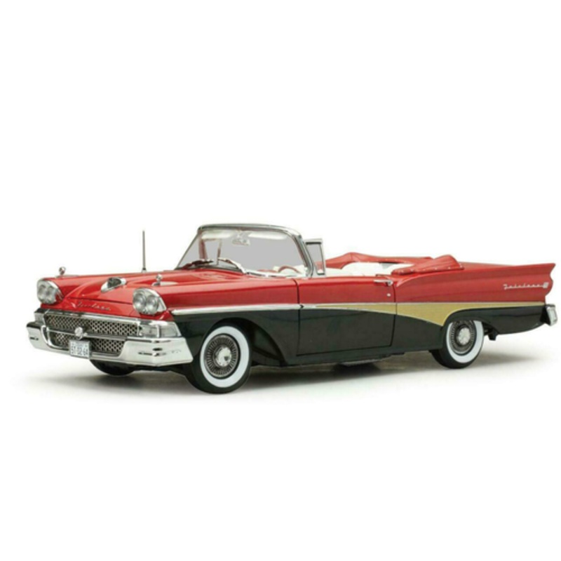 1/18 1958 Ford Fairlane 500 Open convertible (Torch Red & Raven Black) Diecast Car Model