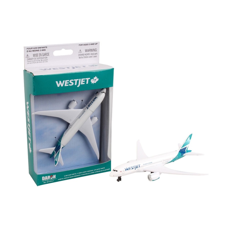 5.75 Inch Boeing 787 Westjet Airlines 1/388 Scale Diecast Airplane Model by Daron (Single Plane)