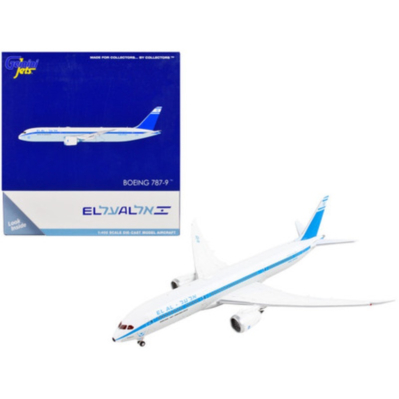 Boeing 787-9 Commercial Aircraft "El Al Israel Airlines" White with Blue Stripes and Tail 1/400 Diecast Model Airplane by GeminiJets