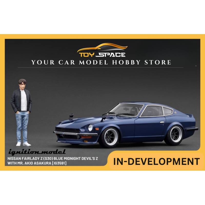 [IGNITION MODEL] 1:18 Nissan Fairlady Z (S30) Blue MIDNIGHT Devil's Z With Mr. Akio Asakura [IG3591]