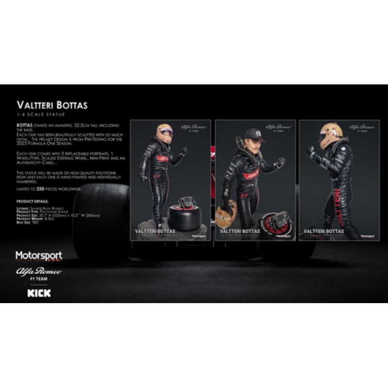 1/4 Motorsport Collectors Formula 1 Alfa Romeo Valtteri Bottas Figure Statue Limited 250 Pieces
