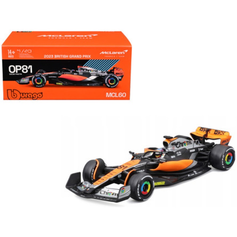 1/43 BBurago 2023 Formula 1 Oscar Piastri McLaren MCL60 #81 British GP Car Model Elite Edition