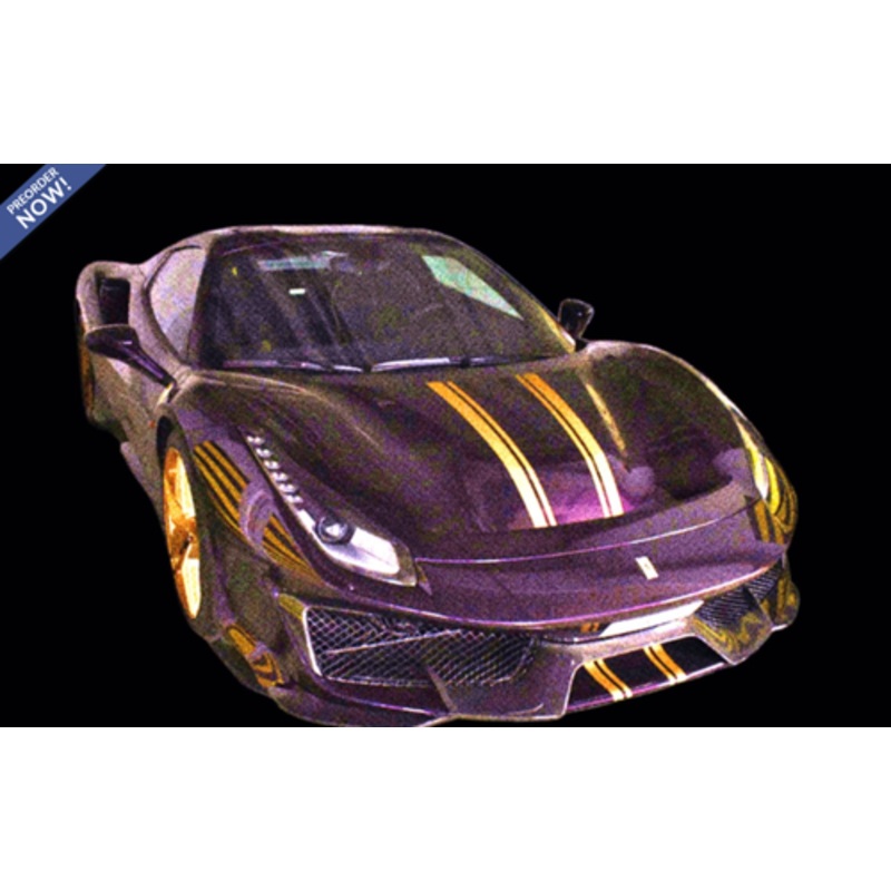1/12 BBR Ferrari 488 Pista Spider Open Roof (Violet Hong Kong Purple with Gold Stripes) Resin Car Model