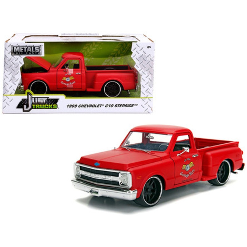 1969 Chevrolet C10 Stepside Pickup Truck Matt Red "Garage Nuts" "Just Trucks" Series 1/24 Diecast Model Car by Jada