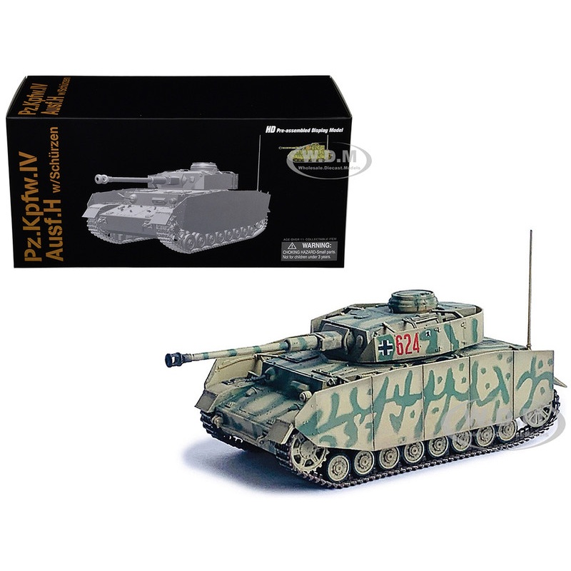 Germany Pz.Kpfw.IV Ausf.H with Schurzen Tank #624 "3.Pz.Div., Ukraine" (1943) "NEO Dragon Armor" Series 1/72 Plastic Model by Dragon Models