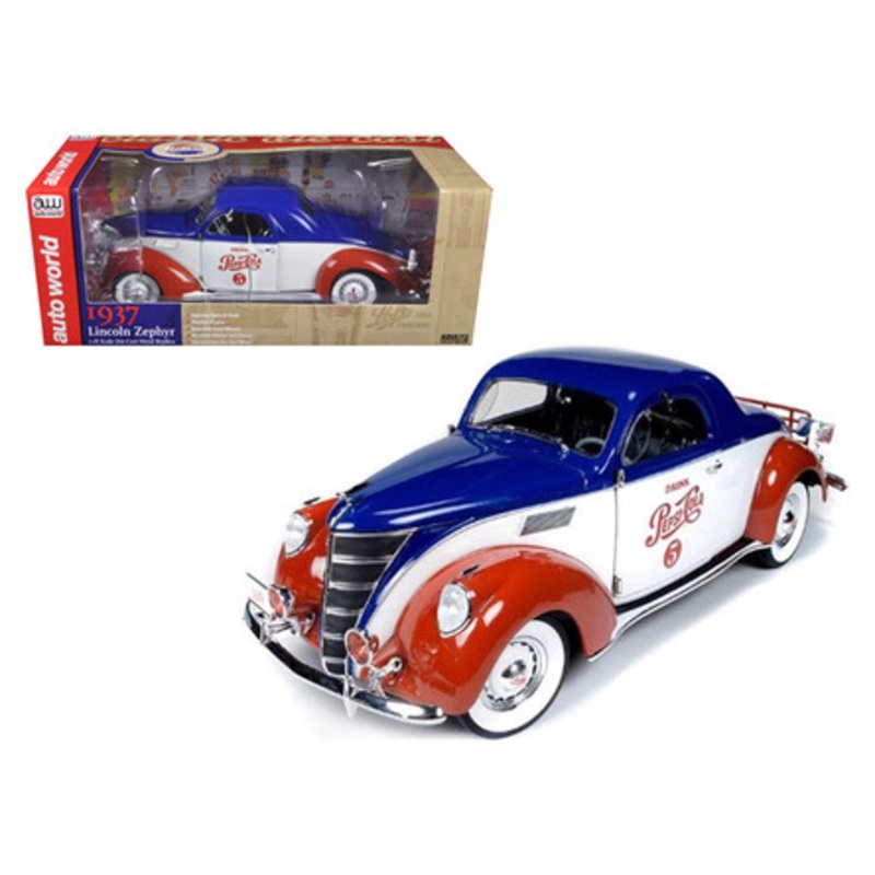 1937 Lincoln Zephyr Coupe "Pepsi Cola" Limited to 1500pc 1/18 Diecast Model Car by Autoworld