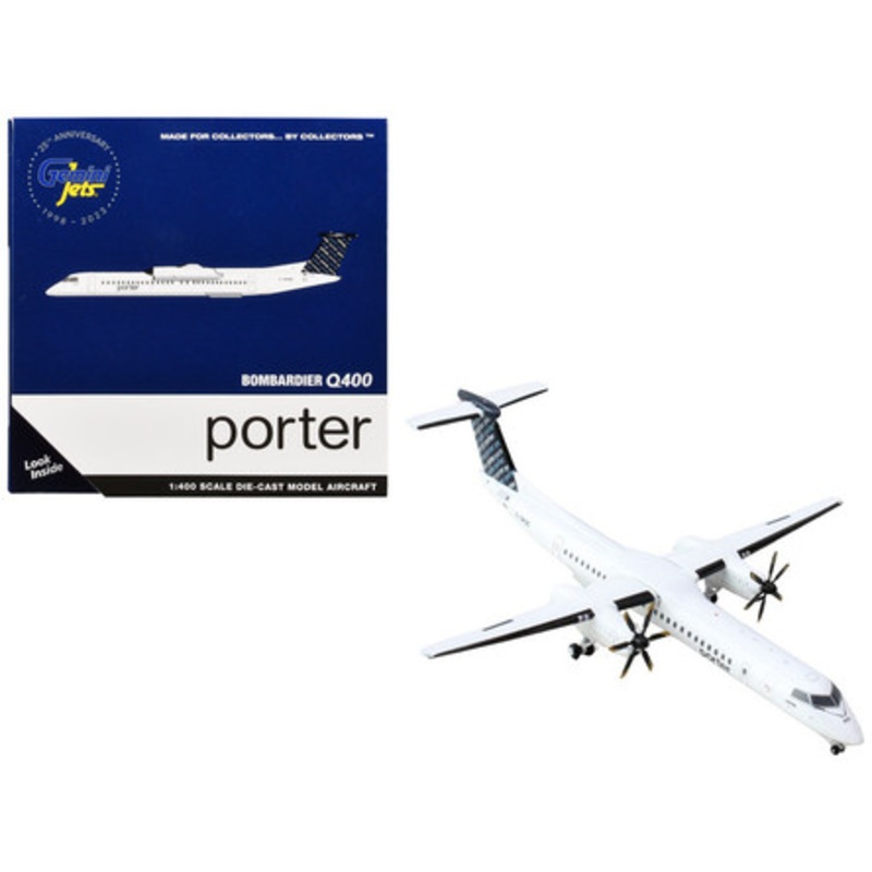 Bombardier Q400 Commercial Aircraft "Porter Airlines" (C-GKQC) White with Dark Blue Tail 1/400 Diecast Model Airplane by GeminiJets