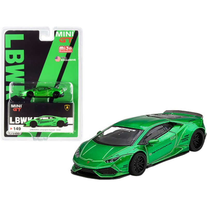 Lamborghini Huracan Version 2 LB Works Green Metallic Limited Edition to 2400 pieces Worldwide 1/64 Diecast Model Car by True Scale Miniatures