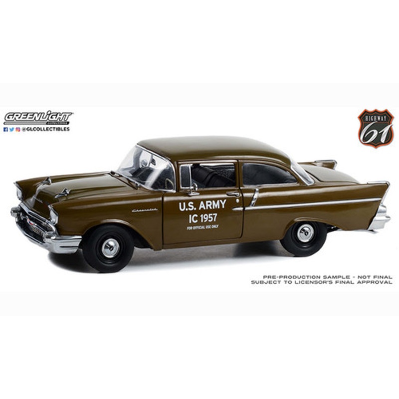 1/18 Highway 61 1957 Chevrolet 150 Sedan - U.S. Army IC Staff Car Diecast Car Model