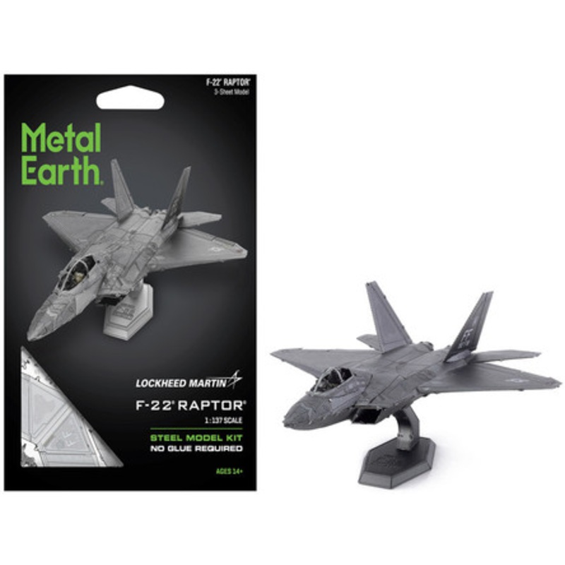 Model Kit Lockheed Martin F-22 Raptor Stealth Aircraft "United States Air Force" (Moderate Difficulty) Steel Model by Metal Earth