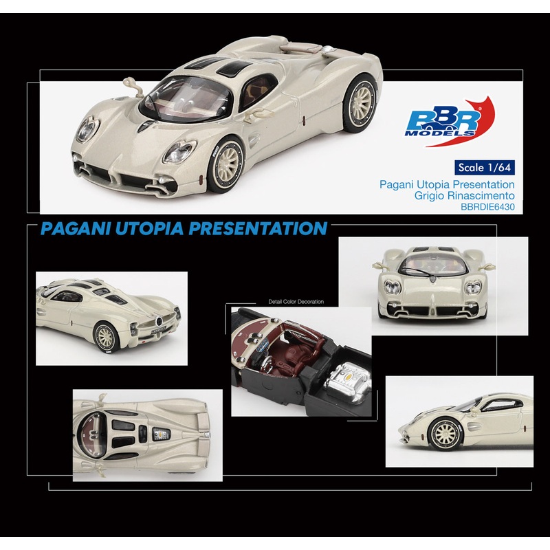 [Preorder] BBR Model 1:64 Pagani Utopia Presentation Grigio Rinascimento