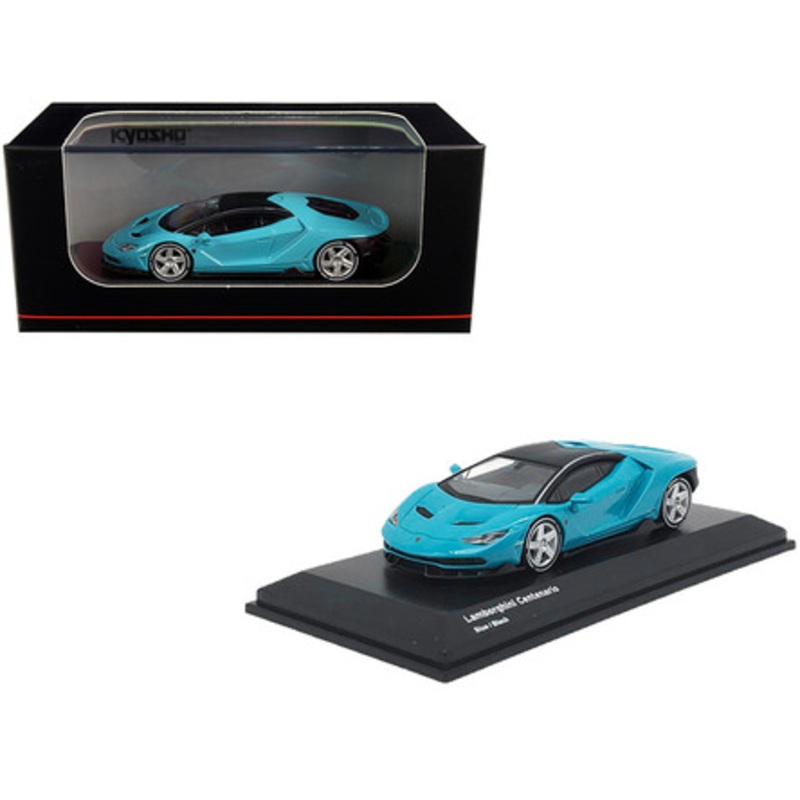 Lamborghini Centenario Light Blue with Black Top 1/64 Diecast Model Car by Kyosho