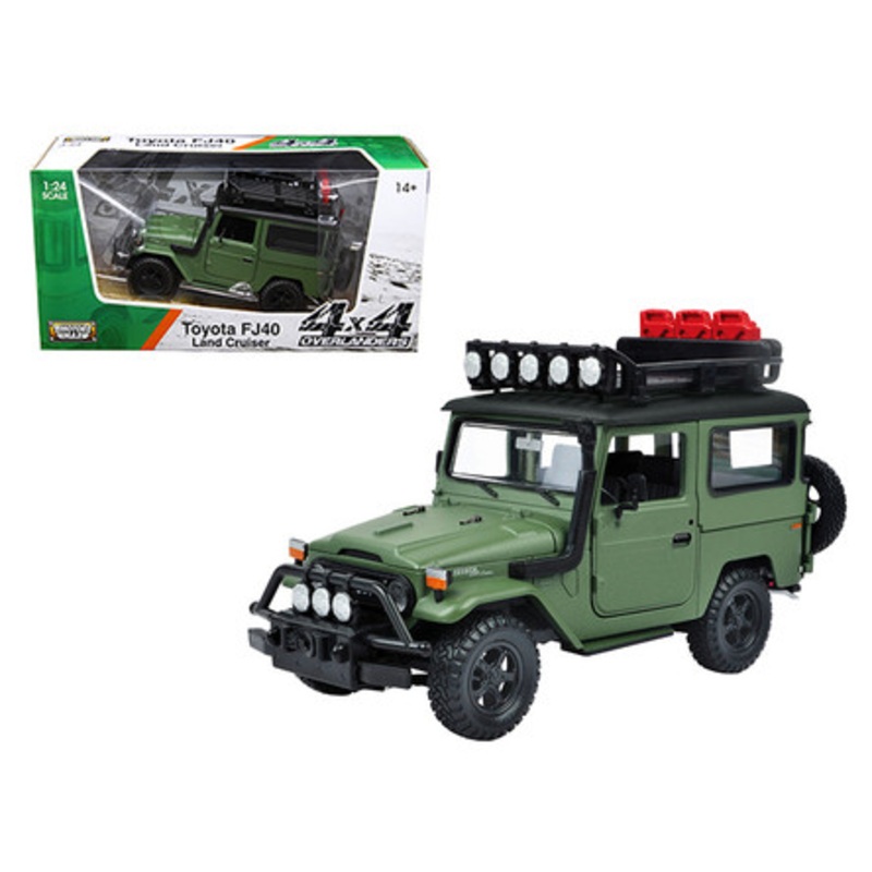 Toyota FJ40 Land Cruiser Matt Green "4x4 Overlanders" Series 1/24 Diecast Model Car by Motormax