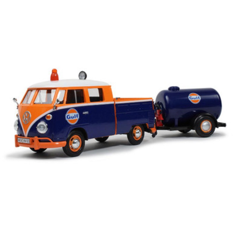Volkswagen Type 2 (T1) + Gulf Oil Tank Trailer - 1:24 Scale Diecast Model Truck by Motormax