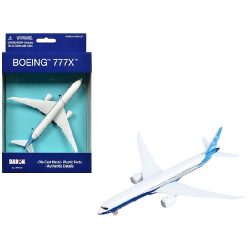 Boeing 777X Commercial Aircraft "Corporate Livery" White and Blue Diecast Model Airplane by Daron