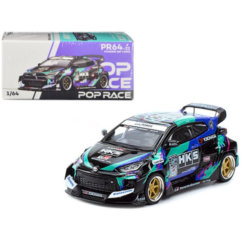 Toyota Pandem GR Yaris RHD (Right Hand Drive) "HKS" Livery 1/64 Diecast Model Car by Pop Race