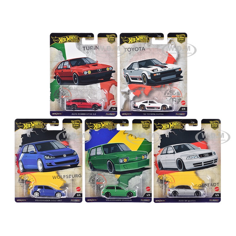 "World Tour" 5 piece Set "Car Culture" 2024 Series A Diecast Model Cars by Hot Wheels