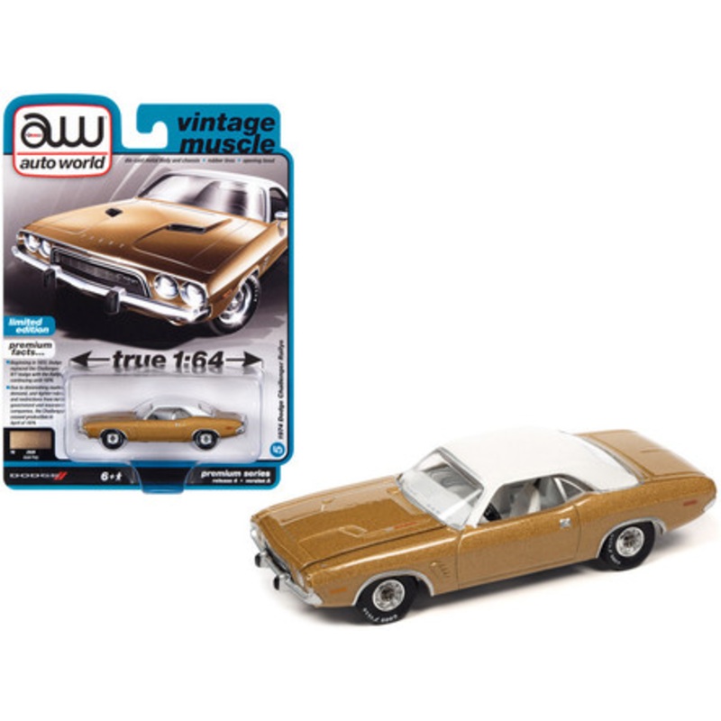 1/64 Auto World 1974 Dodge Challenger Rallye (Gold) Diecast Car Model