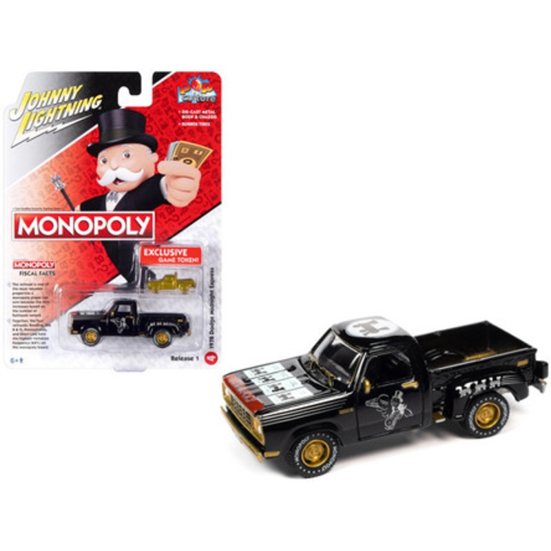 1/64 Johnny Lightning Monopoly 1978 Dodge Midnight Express with Exclusive Game Token Diecast Car Model