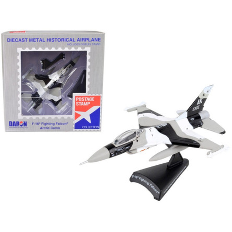 General Dynamics F-16 Fighting Falcon Fighter Aircraft Arctic Camouflage "United States Air Force" 1/126 Diecast Model Airplane by Postage Stamp