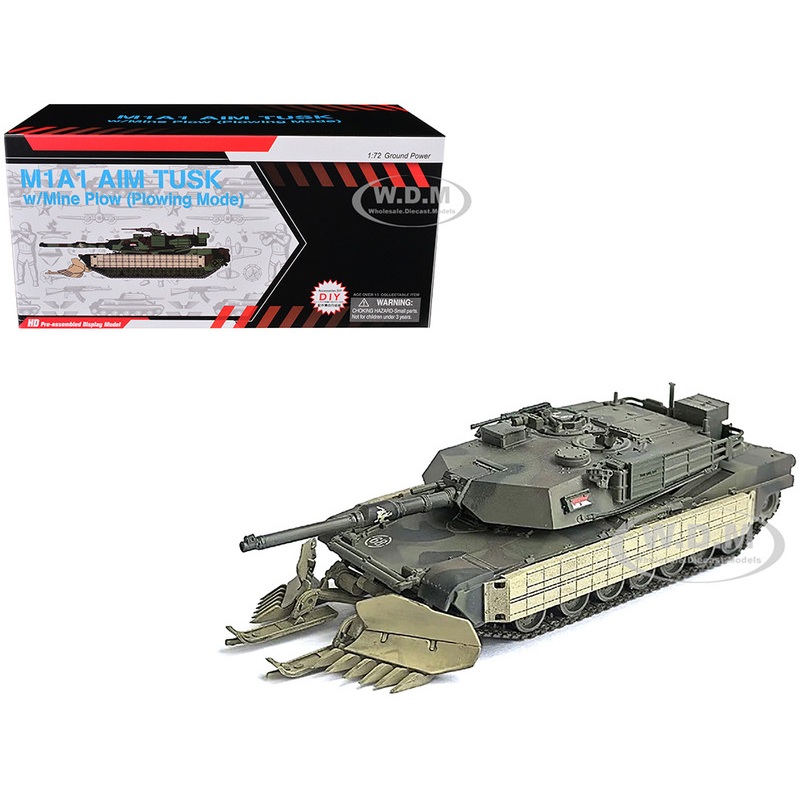 United States M1A1 AIM (Abrams Integrated Management) Tank with Mine Plow (Plowing Mode) #68 "United States Army" Olive Drab "NEO Dragon Armor" Series 1/72 Plastic Model by Dragon Models