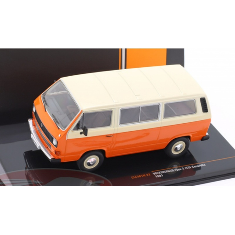 1/43 Ixo 1981 Volkswagen VW Type 2 (T3) Caravelle (Orange & Beige) Car Model