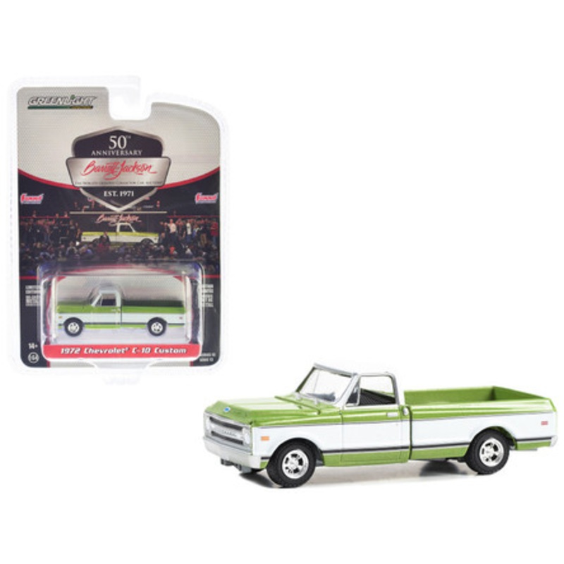 1972 Chevrolet C-10 Custom Pickup Truck Green Metallic and White (Lot #798) Barrett Jackson "Scottsdale Edition" Series 13 1/64 Diecast Model Car by Greenlight