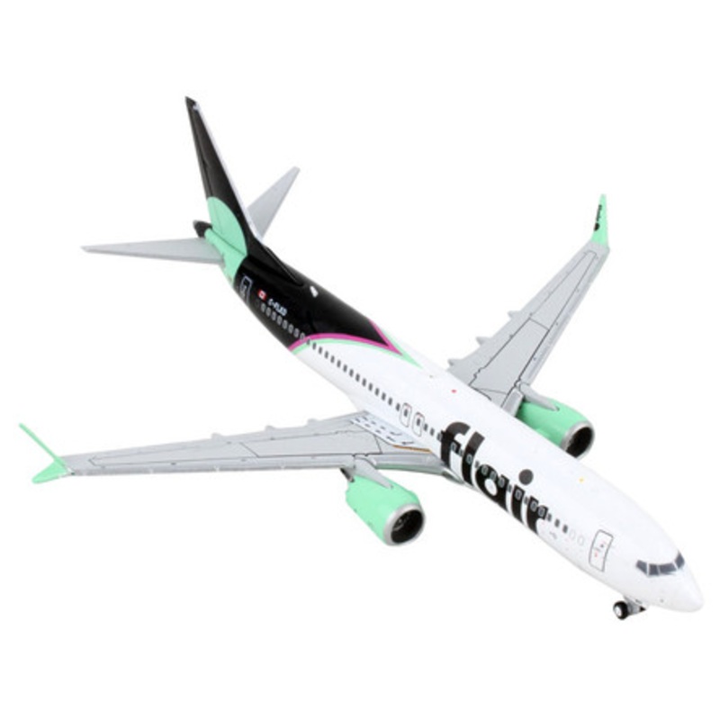 Boeing 737 MAX 8 Commercial Aircraft "Flair Airlines" White and Black with Light Green 1/400 Diecast Model Airplane by GeminiJets