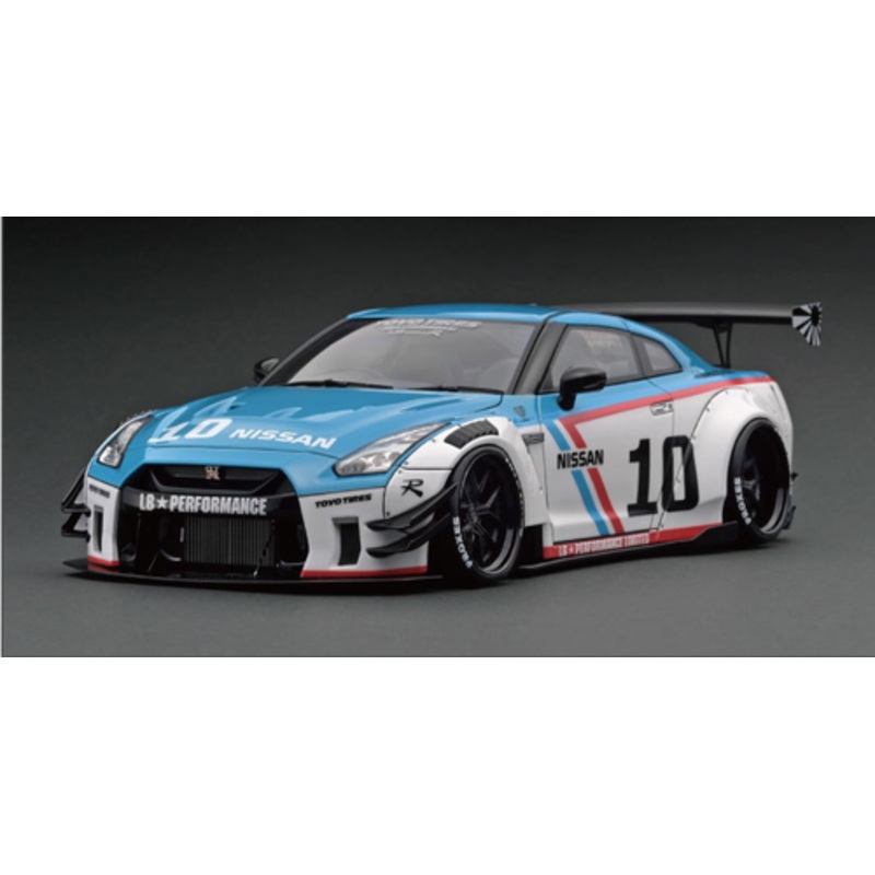 1/43 Ignition Model LB-WORKS Nissan GT-R R35 type 2 White/Blue Resin Car Model